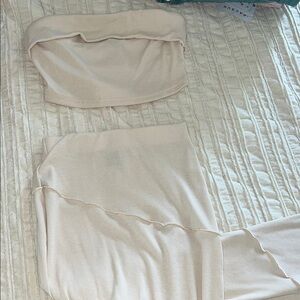 SHEIN Strapless Dress in Light Cream